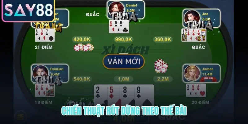 Quyết định rút hay dừng trong bài xì dách Blackjack SAY88 theo ngưỡng điểm