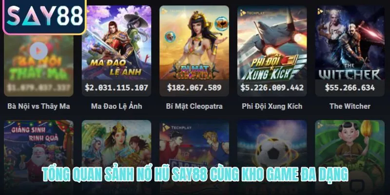 Sảnh nổ hũ SAY88 với kho trò chơi đa chủ đề và nhịp quay nhanh
