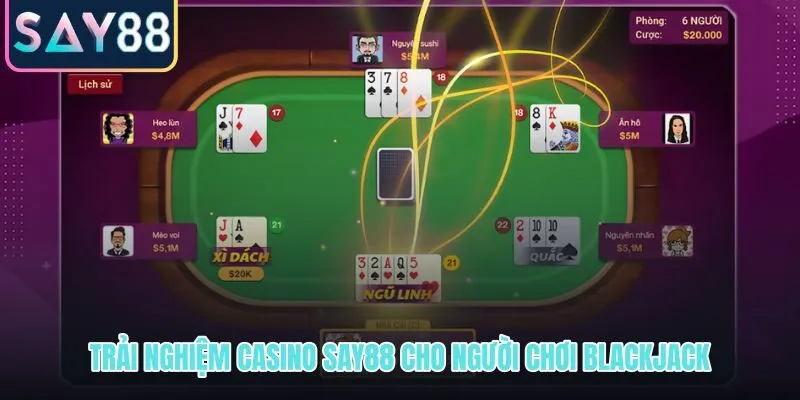 Giao diện rõ và thao tác nhanh tại bàn bài xì dách Blackjack SAY88